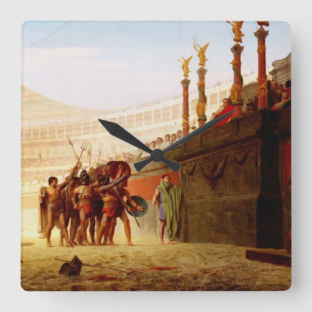 Relógio Quadrado Ave Caesar by Jean-Leon Gerome (Frente)