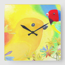 Relógio Quadrado Aves Fantásticas