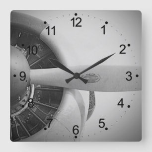 Relógio Quadrado Avião Vintage Propeller