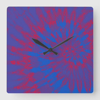 Relógio Quadrado Azul Brilhante e Vermelho, colecionador