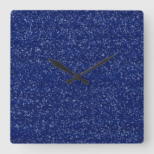 Relógio Quadrado Azul Real Brilhante & Glitter Prata