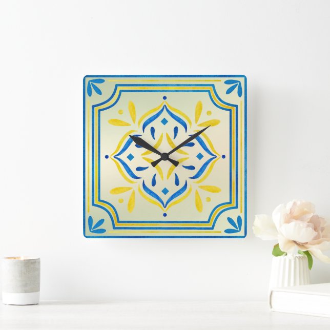 Relógio Quadrado Azulejo (Lar)