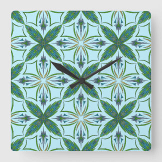 Relógio Quadrado Azulejo Arabesco Padrão Vibrante e Ousado