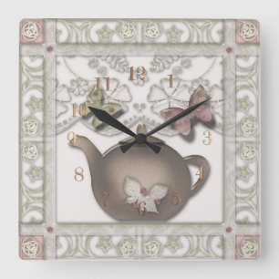 Relógio Quadrado Azulejo para a cozinha
