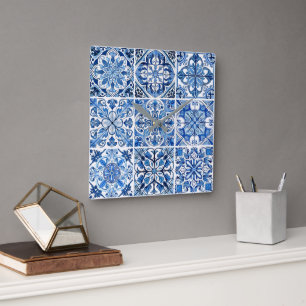 Relógio Quadrado Azulejos do Mediterrâneo, Portugal, Azulejo, Majol