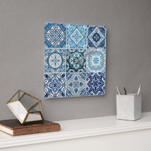 Relógio Quadrado Azulejos do Mediterrâneo, Portugal, Azulejo, Majol