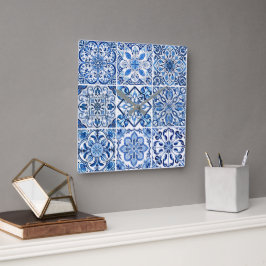 Relógio Quadrado Azulejos do Mediterrâneo, Portugal, Azulejo, Majol