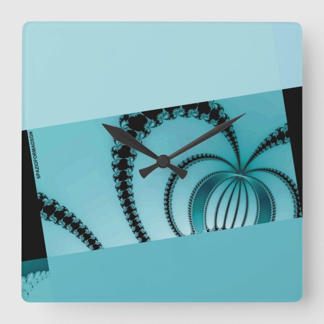 Relógio Quadrado Azure de Jardim Fractal (Frente)