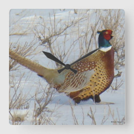 Relógio Quadrado B22 Faisão com pescoço em anel na neve