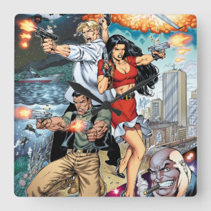 Relógio Quadrado B@stard Stew Action Adventure Art da Al Rio