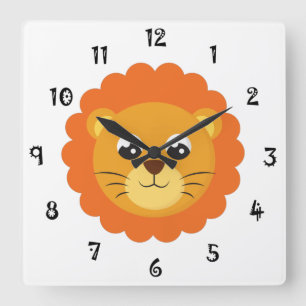 Relógio Quadrado Baby Lion Face Wall Clock