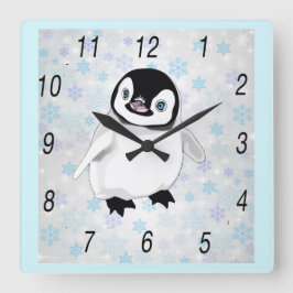 Relógio Quadrado Baby Penguin Wall Clock