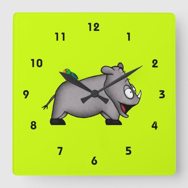 Relógio Quadrado Baby Rhino (Frente)