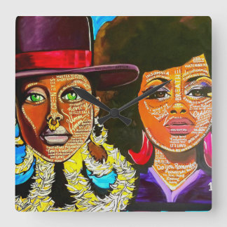 Relógio Quadrado Badu Afrocêntrico vs Scott Acrylic Wall Clock