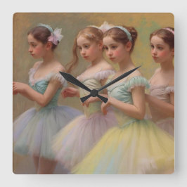 Relógio Quadrado Bailarinas en el estilo de Degas en tonos suaves