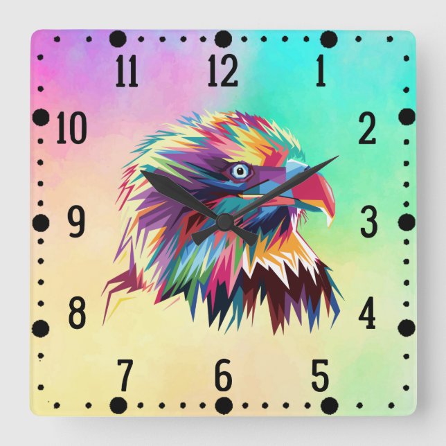 Relógio Quadrado Bald Eagle - Design Geométrico Prismático - 80590 (Frente)