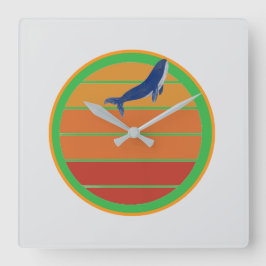 Relógio Quadrado Baleia azul, retrô