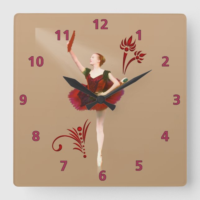Relógio Quadrado Ballerina com ventilador (Frente)