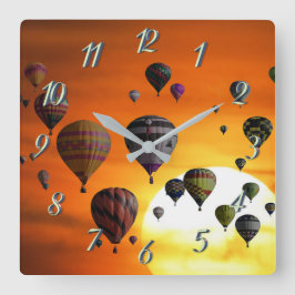 Relógio Quadrado Balões de ar quente em voo