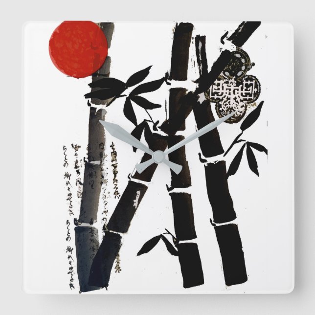 Relógio Quadrado Bambu (Frente)