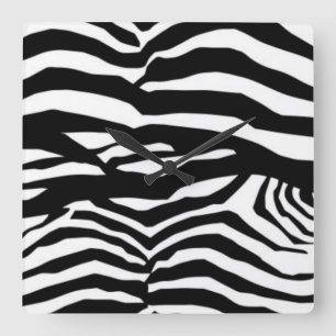 Relógio Quadrado Bandas De Zebra Pretas E Brancas