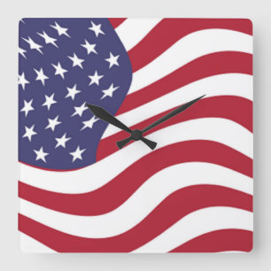 RELÓGIO QUADRADO BANDEIRA AMERICANA