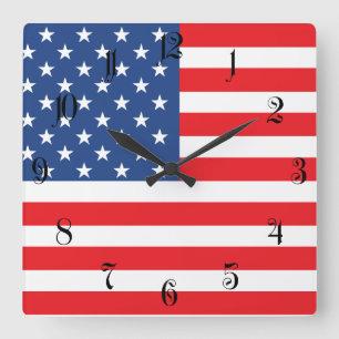 Relógio Quadrado Bandeira Americana