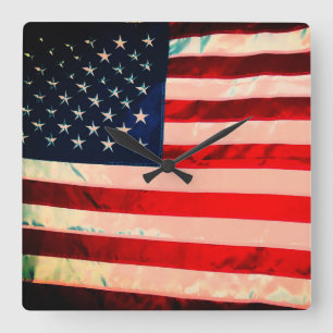 Relógio Quadrado Bandeira Americana