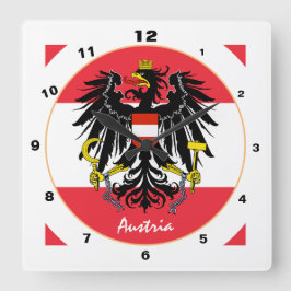 Relógio Quadrado Bandeira austríaca, Águia e Áustria moda /design