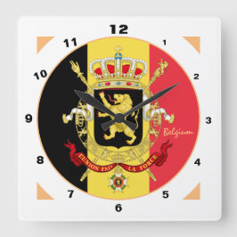 Relógio Quadrado Bandeira belga, Emblem & Bélgica, moda de moda