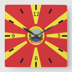 Relógio Quadrado Bandeira-casaco de armas da Macedônia do Norte