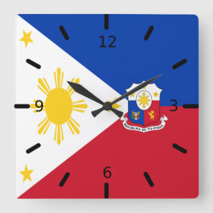 Relógio Quadrado Bandeira-casaco de armas das Filipinas  