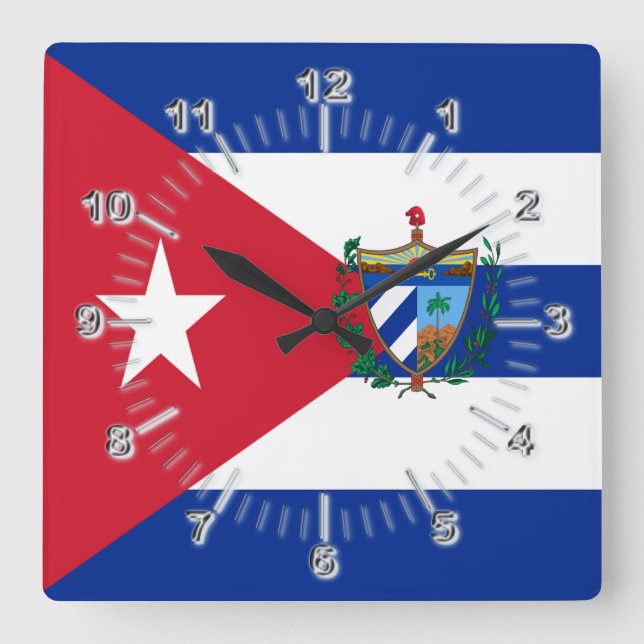 Relógio Quadrado Bandeira-casaco de armas de Cuba    (Frente)