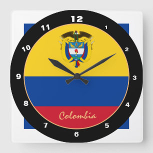 Relógio Quadrado Bandeira Colombiana Elegante, Página Inicial Colôm