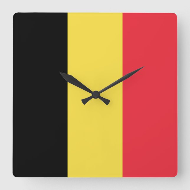 Relógio Quadrado Bandeira da Bélgica (Frente)