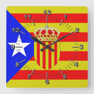 Relógio Quadrado Bandeira da Catalunha