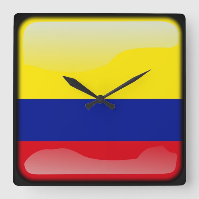 Relógio Quadrado Bandeira da Colômbia (Frente)