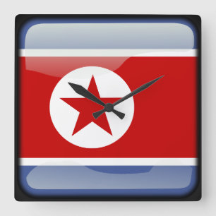 Relógio Quadrado Bandeira da Coreia do Norte