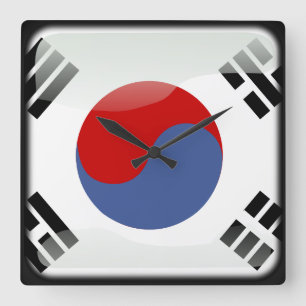 Relógio Quadrado Bandeira da Coreia do Sul