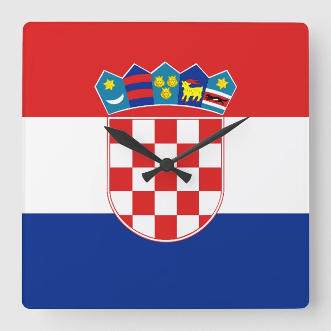 Relógio Quadrado Bandeira da Croácia (Frente)