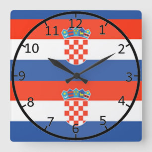 Relógio Quadrado Bandeira da Croácia