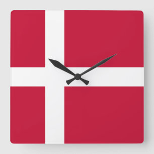 Relógio Quadrado Bandeira da Dinamarca