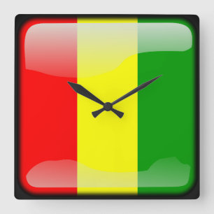 Relógio Quadrado Bandeira da Guiné