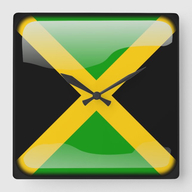 Relógio Quadrado Bandeira da Jamaica (Frente)