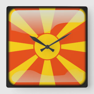 Relógio Quadrado Bandeira da Macedônia