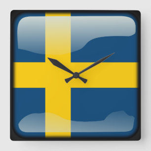 Relógio Quadrado Bandeira da Suecia