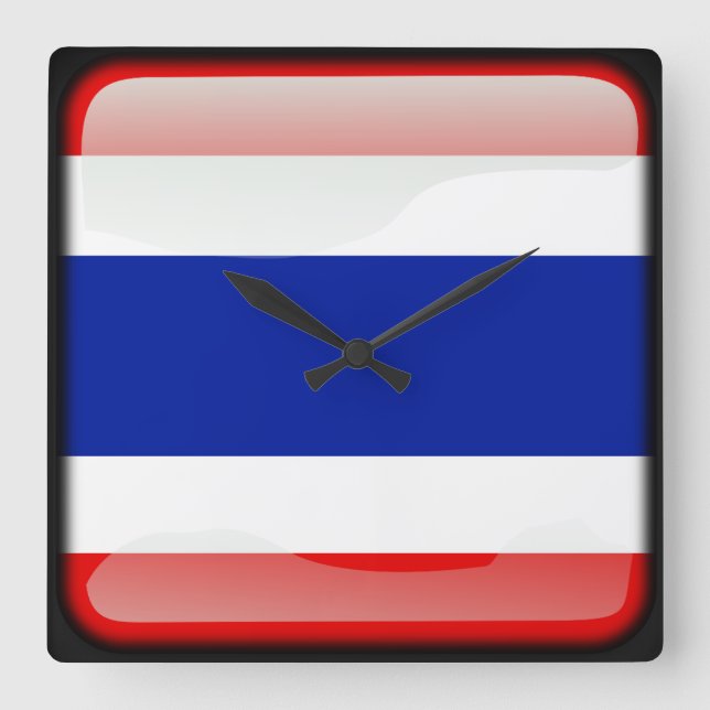 Relógio Quadrado Bandeira da Tailândia (Frente)