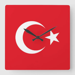 Relógio Quadrado Bandeira da Turquia
