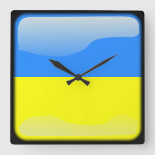 Relógio Quadrado Bandeira da Ucrânia