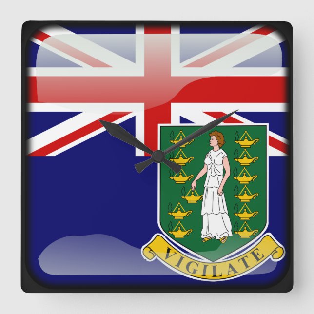 Relógio Quadrado Bandeira das Ilhas Virgens (Frente)